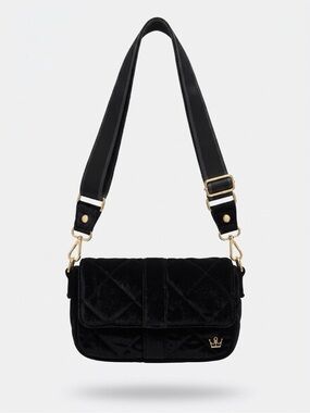 Oliver Thomas Black Quilted Shoulder Bag with Gray-Trim Strap